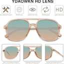 YDAOWKN Retro Square Aviator Sunglasses for Womens Mens Vintage 70s Double Bridge Sun Glasses (Black)