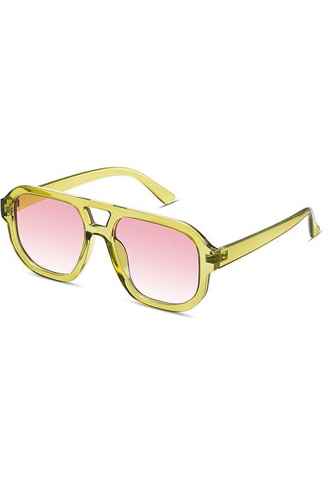 livho Trendy Polarized Square Aviator Sunglasses Women Men Square Eyewear Frame, Retro Sun Glasses for Women Men 2025 Shades