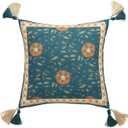 patdrea Designer Square Throw Pillow Covers,French Floral Blue Farmhouse Linen Vine Branch Pattern Pillow Cover,Decorative Pillowcases Cushion for Bed Living Room Outdoor Car,18"x18"