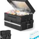 Cooler Bag Soft Travel Cooler Holds 45 Cans, Stays Cold for 8H & Warm for 7H Portable Car Trunk Organizer for Camping, Beach, Picnic-Black, X-Large