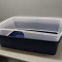 IRIS USA XX-Large Side Entry Cat Litter Box, Open Top Extra Large Litter Box for Big Cats and Multi-Cat Households, High Sided Scatter Shield, Easy to Clean, 30" L x 20" W x 14" H, Navy