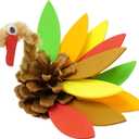 4E's Novelty 4 Pack Pinecone Turkey Craft Kit - DIY Thanksgiving Crafts for Kids & Adults, Thanksgiving Table Decorations, Turkey Arts and Crafts Thanksgiving Centerpiece Craft