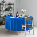 CXPSINC 16 Pack Premium Disposable Plastic Tablecloth 84" Round Table Cover for Birthdays Weddings Christmas Anniversary (Blue)