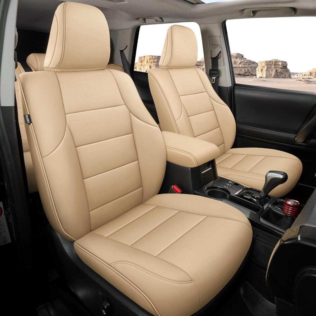 FREESOO for Toyota 4Runner Seat Covers 2011-2024, Custom Leather Seat Covers for Cars, Luxury Car Seat Covers Front Seats Only, Waterproof Car Seat Cover Cushion Protector, Black ONLY FIT Model