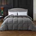 Cosybay Queen Feather Down Comforter, All Season Soft Cotton Cover, Medium Warmth 9090,Grey