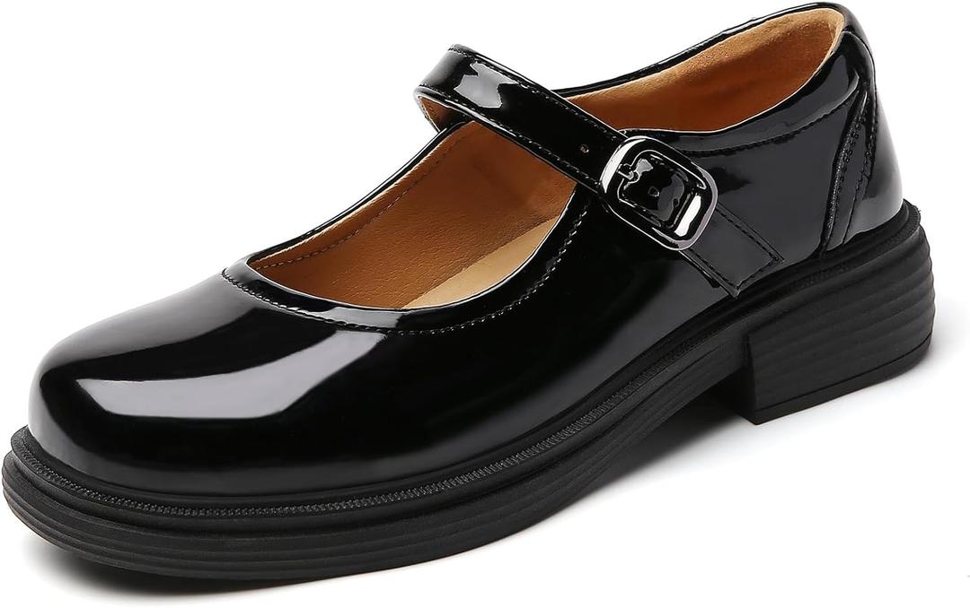 OKJ Mary Jane Shoes Women Flat Platform Mary Janes for Womens Comfortable Flats Dressy Casual School Cute Non Slip Work Shoes (9.5, Black)