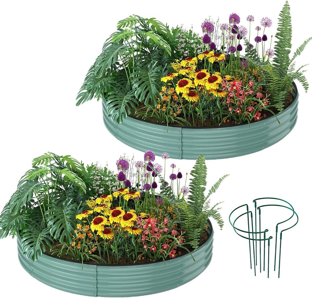 ZFHgarden Galvanized Metal Planter Raised Garden Bed Kit for Gardening Outdoor Garden Box Raised Flower Bed 2PC Green 3X3X1FT, 3x3x1FT2pcs