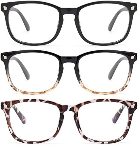 Gaoye Stylish Blue Light Glasses for Woman - Computer Glasses 99% Blue Light Blocking - Lightweight TR90 Frames - 3 pack