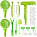 Lothee 19 Pcs Mini Seed Spreader Set Sowing Seed Dispenser with 5 Speeds Small Sowing Helper Tool for Seeds Hand Held Seedlings Dibber and Widger Set for Farm Lawn Garden Yard