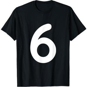 Number 6 Six Player Team Halloween Costume T-Shirt, Extra Large, Black 