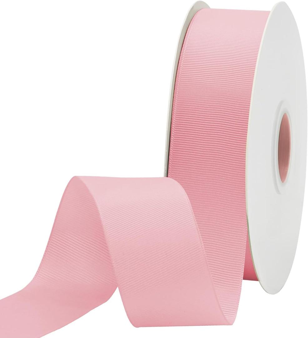 Light Pink Grosgrain Ribbon 1-1/2 inch X 50 Yards Light Pink Ribbon for Gift Package Wrapping Wreath Baby Shower and Other Projects
