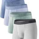 DAVID ARCHY Mens Trunks Underwear 4 Pack Rayon Made from Bamboo, Breathable Pouch Underwear for Men 3.5"
