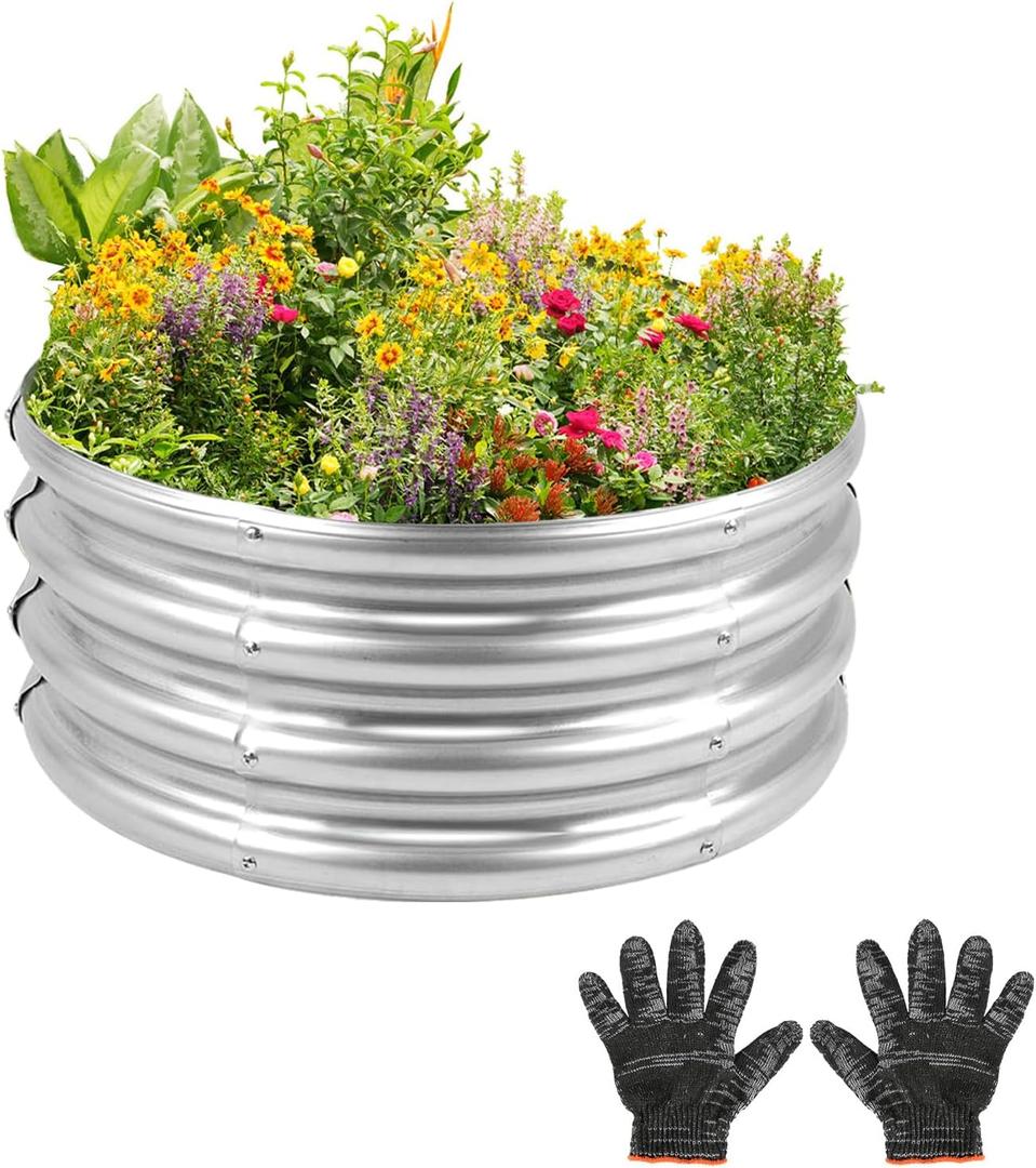 Outdoor Metal Galvanized Raised Planter Box,Rectangular Large Garden Bed Kit for Vegetables, Fruits, Flowers and Herbs (2X2X1) FT
