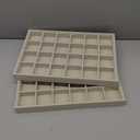 Coward 2PC Stackable 24 Gird Jewelry Organizer Tray Necklace Earring Box Storage Drawer Ring Bracelet Display Holder (Beige(24grid+24grid))