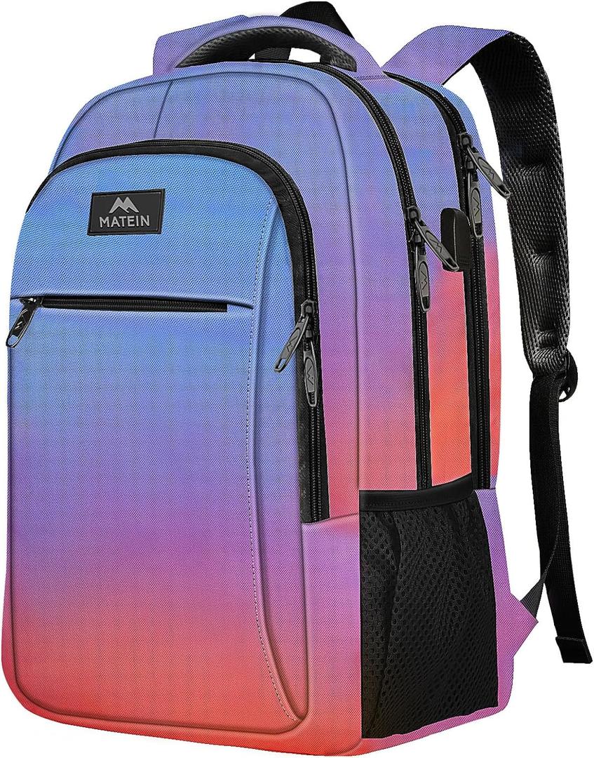 MATEIN Fashion Laptop Backpack, Slim Sturdy Travel Laptops Backpack with USB Charging Port, Anti Theft Water Resistant College Computer Bag Gift for Men & Women Fits 15.6 Inch Notebook (Tie-dye)