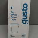 GUSTO White Paper Cups [8 oz - 100 Count] Disposable Coffee Cup for Hot Drinks  Sturdy & Eco-Friendly  Paper Cups for Tea, Cocoa & More  (Formerly Comfy Package)