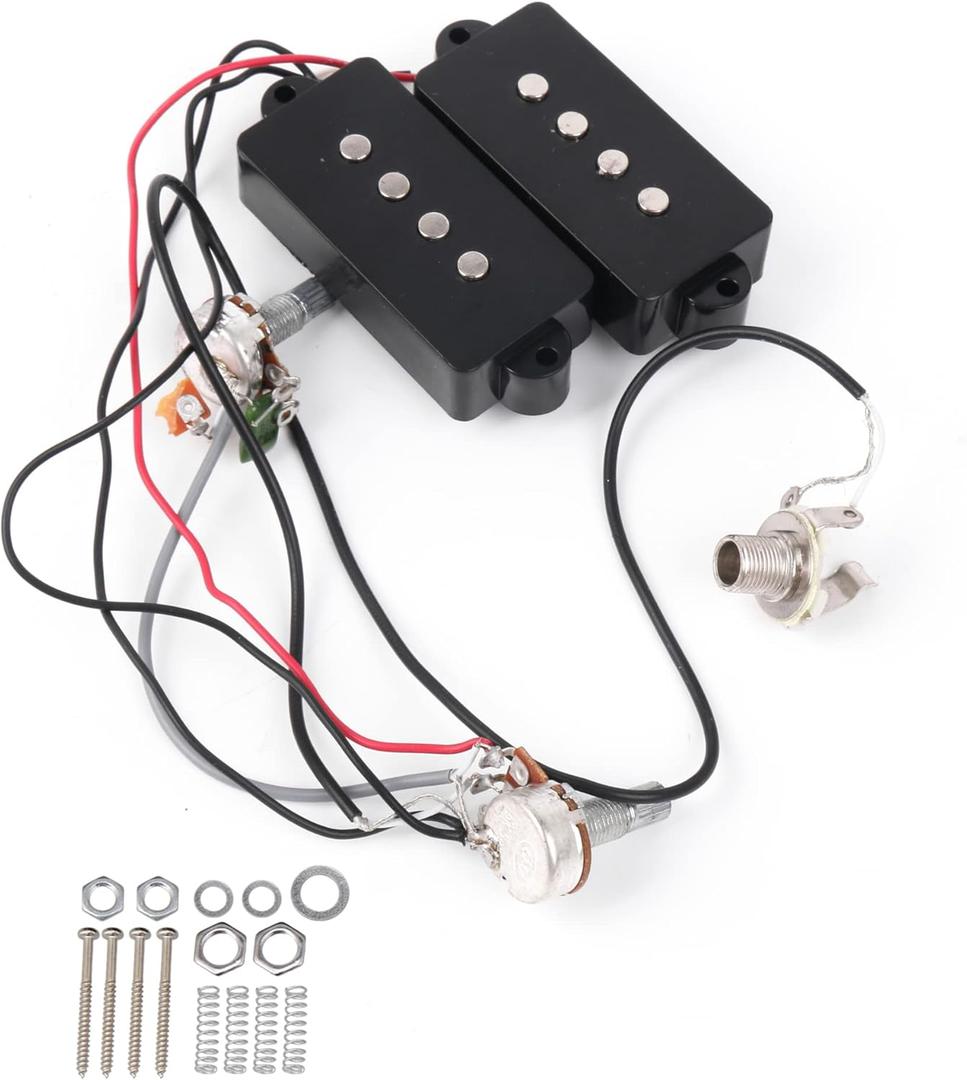 lovermusic 4 Strings Musical Ceramic Magnet ABS Modern Bass Opened Prewired Pickup Black