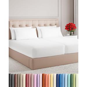Split King Sheets Set 7 Piece - Includes 4 Pillowcases - Bed Sheets Split King - Soft Hotel Luxury Bedding - Cooling, Comfy & Breathable - 1 Flat & 2 Fitted & 4 Pillowcases w/ Deep Pockets - White
