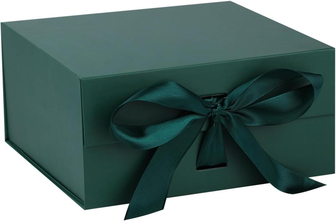 OEMVALATY Green Gift Box,6x6x3 Inches Gift Boxes with Lids for Presents with Magnetic Closure and Ribbon for Wedding,Storage,Birthday