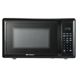 Emerson MW7302B Compact Countertop Microwave Oven with Touch Control, LED Display, 700W, 10 Power Levels, 6 Auto Menus, Glass Turntable and Child Safe Lock, 0.7 Cu., Ft. Black