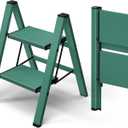 Taranta 2 Step Ladder,Aluminum Lightweight Folding 2 Step Stool with Anti-Slip Wide Pedal,330lbs Capacity Step Ladder for Household,Kitchen,Office - Green