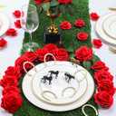 Thiccywoov 30 Pcs Horse Racing Derby Decorations Artificial Crimson Red Roses W/Stem Decorations Fake Roses Horse Derby Centerpieces for Tables Horse Derby Party Supplies
