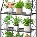 iDavosic.ly 4 Tier Plant Stand Indoor, Metal Tiered Corner Flower Display Holder Shelf Outdoor for Large Pots, Tall Rack for Patio Porch Garden Balcony Living Room, Modern Black