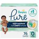 Pampers Pure Baby Diapers, Size 0 (>10 lbs), 76, Up to 100% Leakproof, Premium Hypoallergenic Soft Diapers