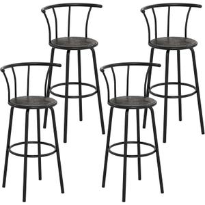 VECELO Bar Stools Set of 4, Swivel Counter Barstools with Backrest, Bar Height Chairs for Dining Room, Kitchen Island, Pub, Easy Assembly, Grey