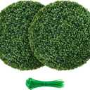 2 Pcs 15 inch Boxwood Topiary Ball Artificial Plant Topiary Ball Faux Boxwood Decorative Balls for Garden, Backyard, Balcony and Home Dcor