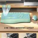 SABLUTE Ergonomic Wireless Keyboard and Mouse Combo - Wave Keyboard with Soft Leather Wrist Rest, Resistant Keys, RGB Backlit Rechargeable Set for PC/Mac/Chromebook (Green)