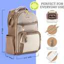 Itzy Ritzy Diaper Bag Backpack Large Capacity Boss Plus Baby Backpack Diaper Bag Featuring 19 Pockets, Changing Pad, Stroller Clips, and Comfortable Straps (Vanilla Latte)