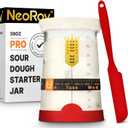 Pro Sourdough Starter Kit - 39 Oz Glass Sourdough Starter Jar (With Cloth Lid,Silicone Base,Scraper,Date Tracker,Temp Strip) - Sourdough Bread Baking Supplies For Sour Dough Bread Loaf (Red)