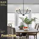 Black Dining Room Light Fixture, 6-Light Farmhouse Black Chandelier for Bedroom Metal Candle Chandeliers Hanging Lighting for Kitchen Living Room Entryway Foyer, 28.54in
