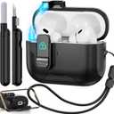 for AirPods Pro 2nd/1st Generation Case with Secure Lock,Shockproof Hard Protective Cover for AirPods Pro 2 Case with Phone Holder,Airpod Pro Cases (2023/2022/2019) with Cleaner Kit-Black