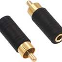 VCE 2-Pack Gold Plated 3.5mm 1/8 inch Female Mono Jack to RCA Male Adapter
