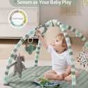 Blissful Diary Baby Play Gym Mat, Play Mat Activity Mat with 6 Detachable Toys for Stage-Based Sensory & Motor Skill Development, Easy to Install & Clean, Baby Essentials Gift, Sage Green