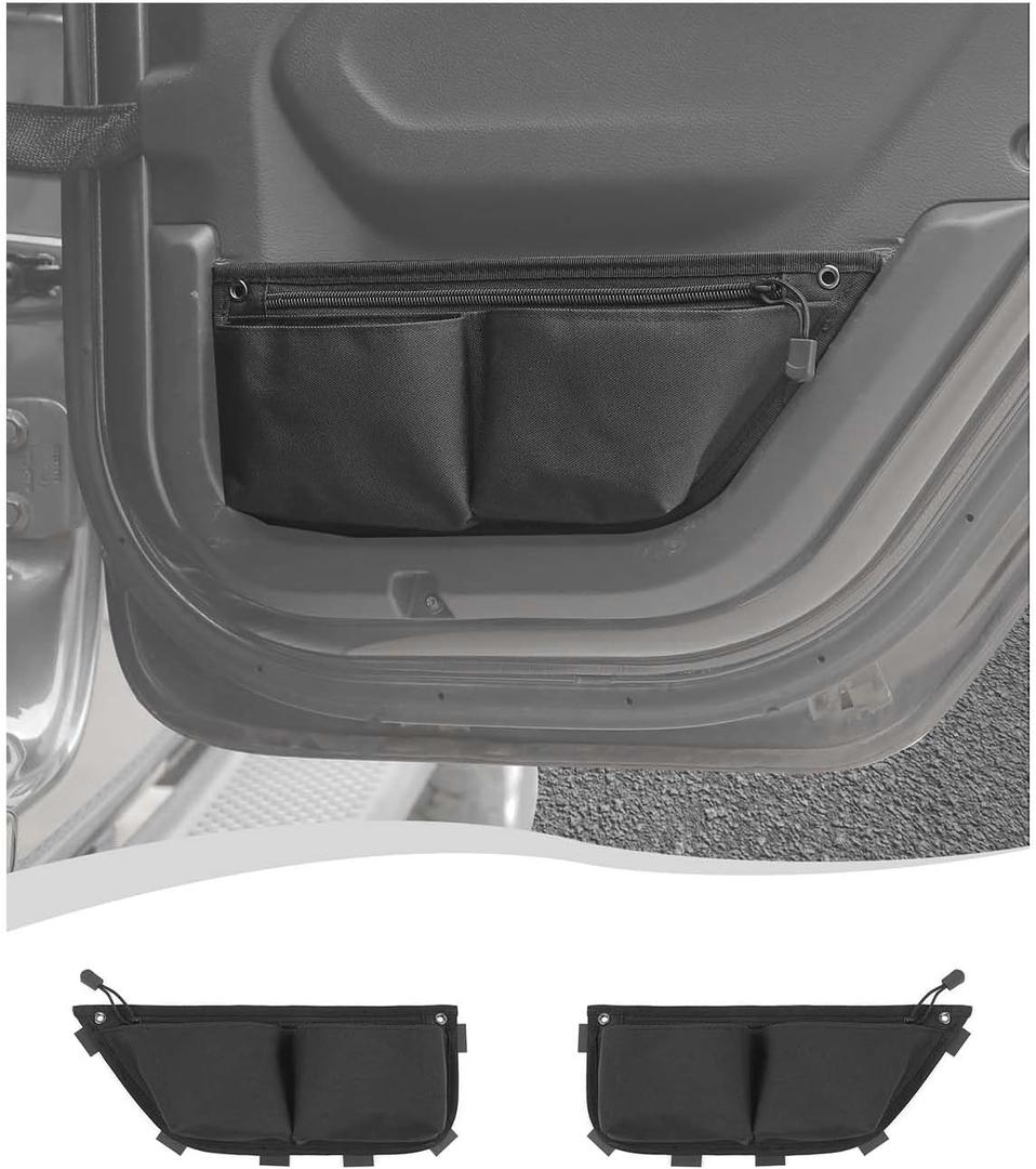 Hoolcar Rear Door Storage Pockets, Door Side Organizer Bag Door Net Pocket Replacement Compatible with Jeep Wrangler JL JLU & Gladiator JT 2018-2025, Interior Storage Expansion Accessories, 2PCs
