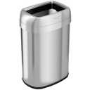 13 Gallon / 49L Stainless Steel Oval Open Top Trash Can with Dual Odor Filters – Sleek, Durable Design for Restaurant, Office, Hotel, Store, Business