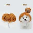 SM4BED Dog Cat Cosplay Wig Pet Costumes with Adjustable Elastic Bands Golden Bob Headwear for Halloween Christmas Parties Festivals Small Medium Dogs Cats Headdress