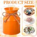 Domensi 10 Pcs Farmhouse Metal Flower Vase Wedding Decor Bulk Rustic Galvanized Milk Can Jug Vase with Bow Flower Bucket for Table Centerpiece Valentine Home (5.12 Inch,Orange)
