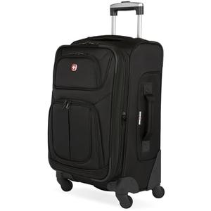 SwissGear Sion Softside Expandable Luggage, Black, Checked-Medium 25-Inch