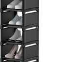 6-Tier Narrow Shoe Rack, Vertical Small Space Shoe Organizer, 9.84" Compact Slim Shoe Shelf for Closet & Entryway, Sturdy & Tool-Free Assembly, Adjustable Height for Boots