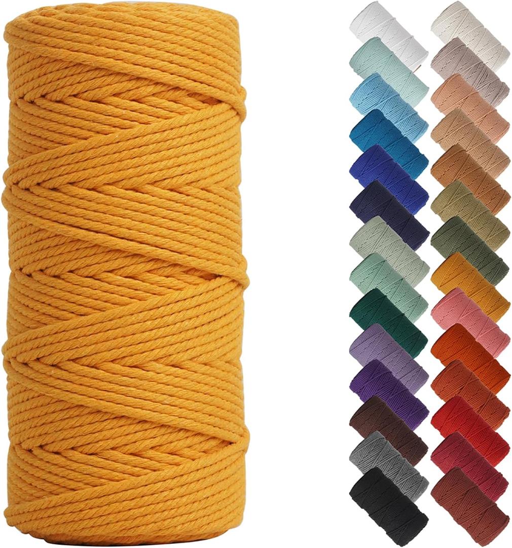 NOANTA Light Tan Macrame Cord 3mm x 109yards, Colored Macrame Rope, Cotton Rope Macrame Yarn, Colorful Cotton Craft Cord for Wall Hanging, Plant Hangers, Crafts, Knitting