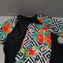 Tournesol Women's 2 Piece Rash Guard Short Sleeve Swim Shirts UV Protection Swimsuit with Boyshorts Geometric Flower Medium