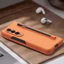 for Samsung Galaxy Z Fold 4 Case with S Pen Skin Friendly Z Fold 4 Phone Case with Pen Holder Folding Shockproof Full Protective PC Wireless Charging Case for Galaxy Z Fold 4 - DarkGreen