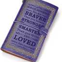 Motivational Leather Refillable Journal Notebook Always Remember You are Braver Than You Believe Encouragement Gifts for Friend Family (AL Purple)