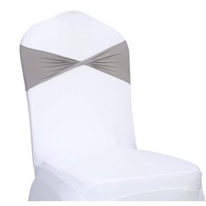 VDS Pack of 25 PCS | Silver Grey | Spandex Chair Sashes Bows Without Buckle | Stretch Elastic Banquet Universal Folding Chair Band Tie with for Wedding Party Conference Celebration Event Decoration
