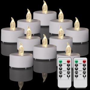 LED Tea Light Flameless Candles with Remote Control Flickering Tealight Long Lasting, Battery Operated with Timer for Halloween Home Decoration Seasonal &Festival Celebration WarmWhite (50pcs)