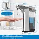 Automatic Soap Dispenser, Touchless Dish Soap Dispenser 17oz/500ml with Infrared Sensor, 5 Adjustable Soap Levels, Liquid Dispenser for Bathroom Kitchen (Silver)